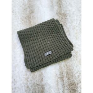 Merrell Knit Scarf Mens OS Olive Green Ribbed Wool Blend Speckled Academia